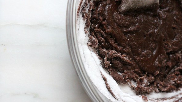 brownie batter mixing