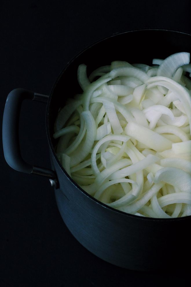 onions, sliced