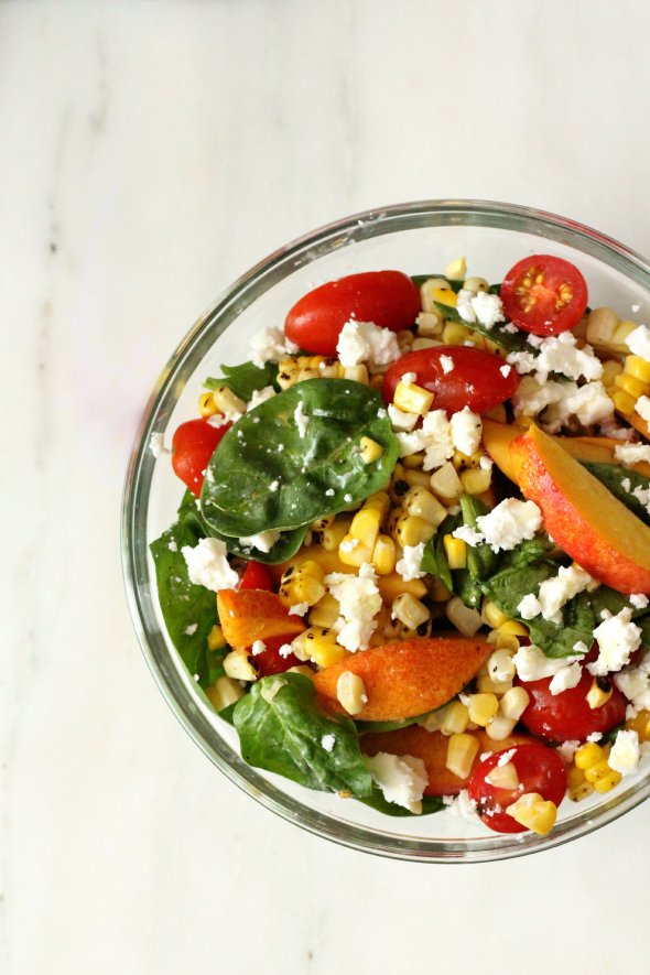 tomato, nectarine and corn salad 