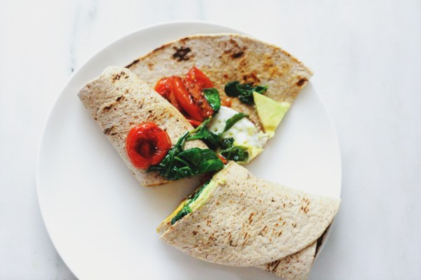 egg and vegetable breakfast wrap