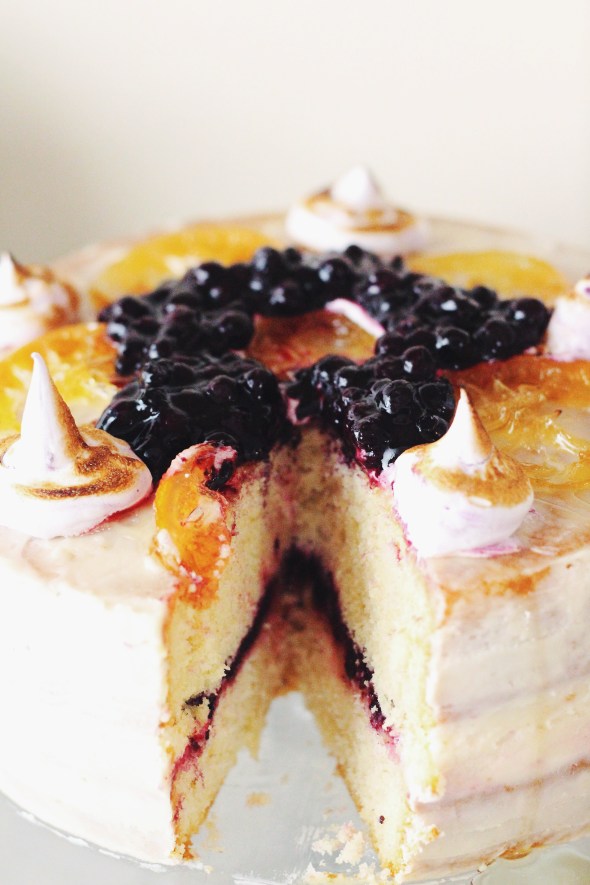 candied lemon and blueberry cake