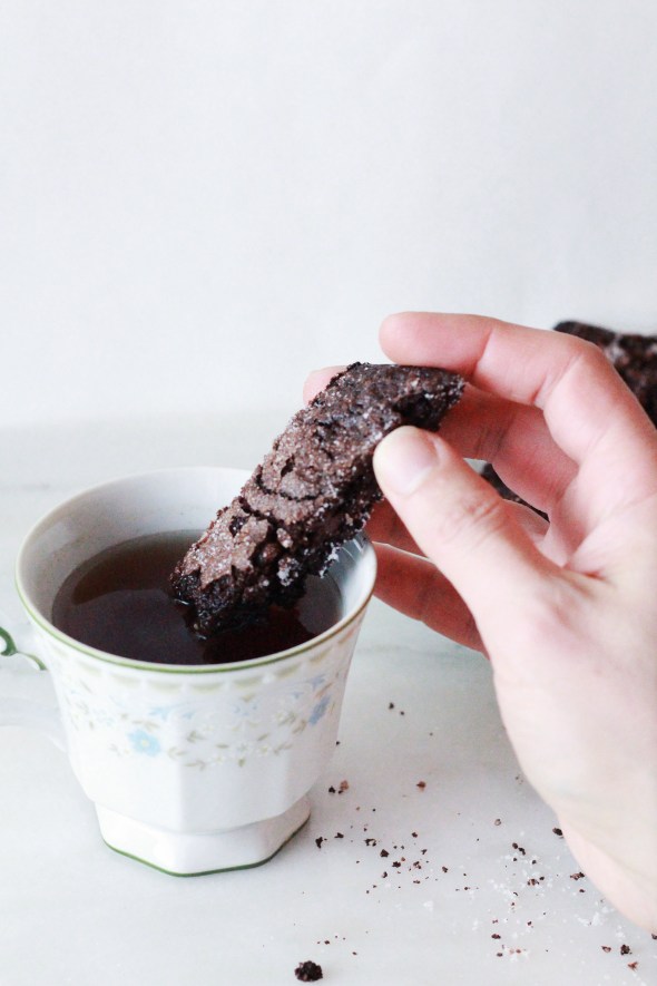 triple chocolate almond biscotti