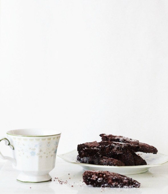 triple chocolate almond biscotti