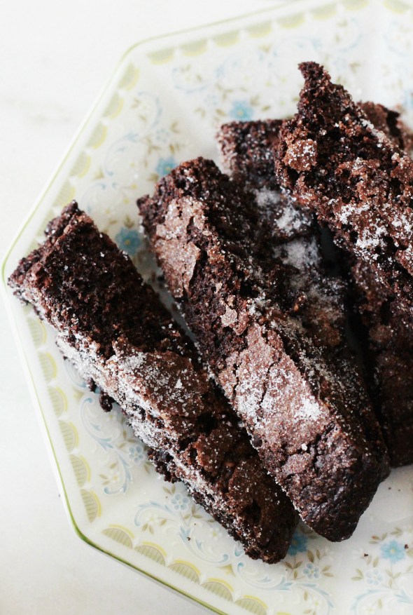 triple chocolate almond biscotti