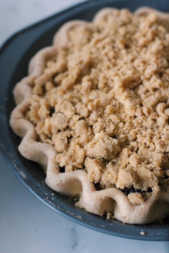Blackberry & Blueberry Cornmeal Crumble Pie