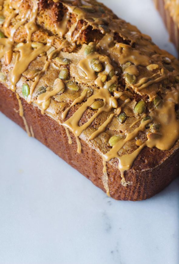 Pumpkin Pepita Bread with Espresso Icing