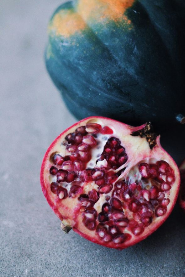 Acorn Squash, Pomegranate and Kale Salad 