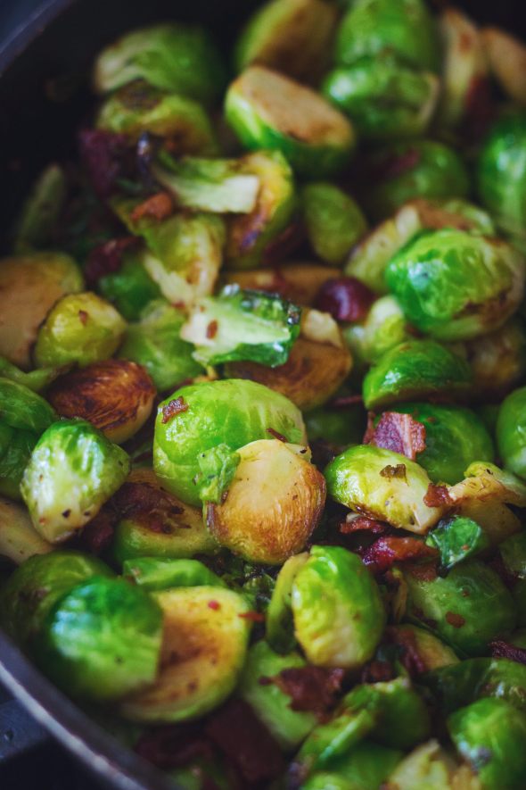 Sauteed Brussels Sprouts with Beef Bacon