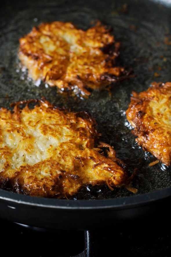 frying latkes 