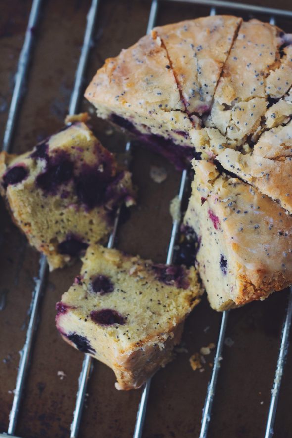Lemon Glazed Blueberry Poppyseed Cakes