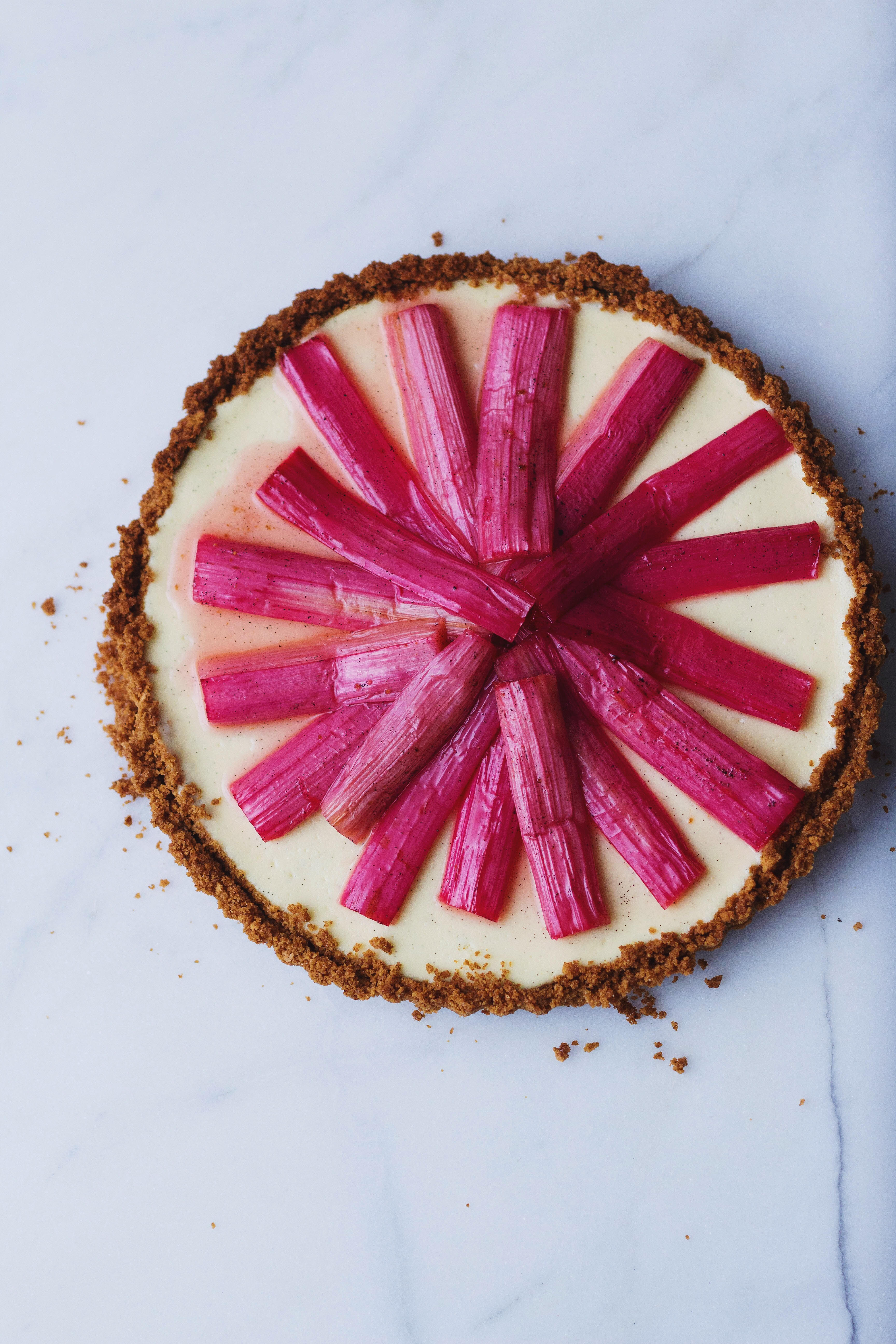 Vanilla Bean Cheesecake Tart with Roasted Rhubarb