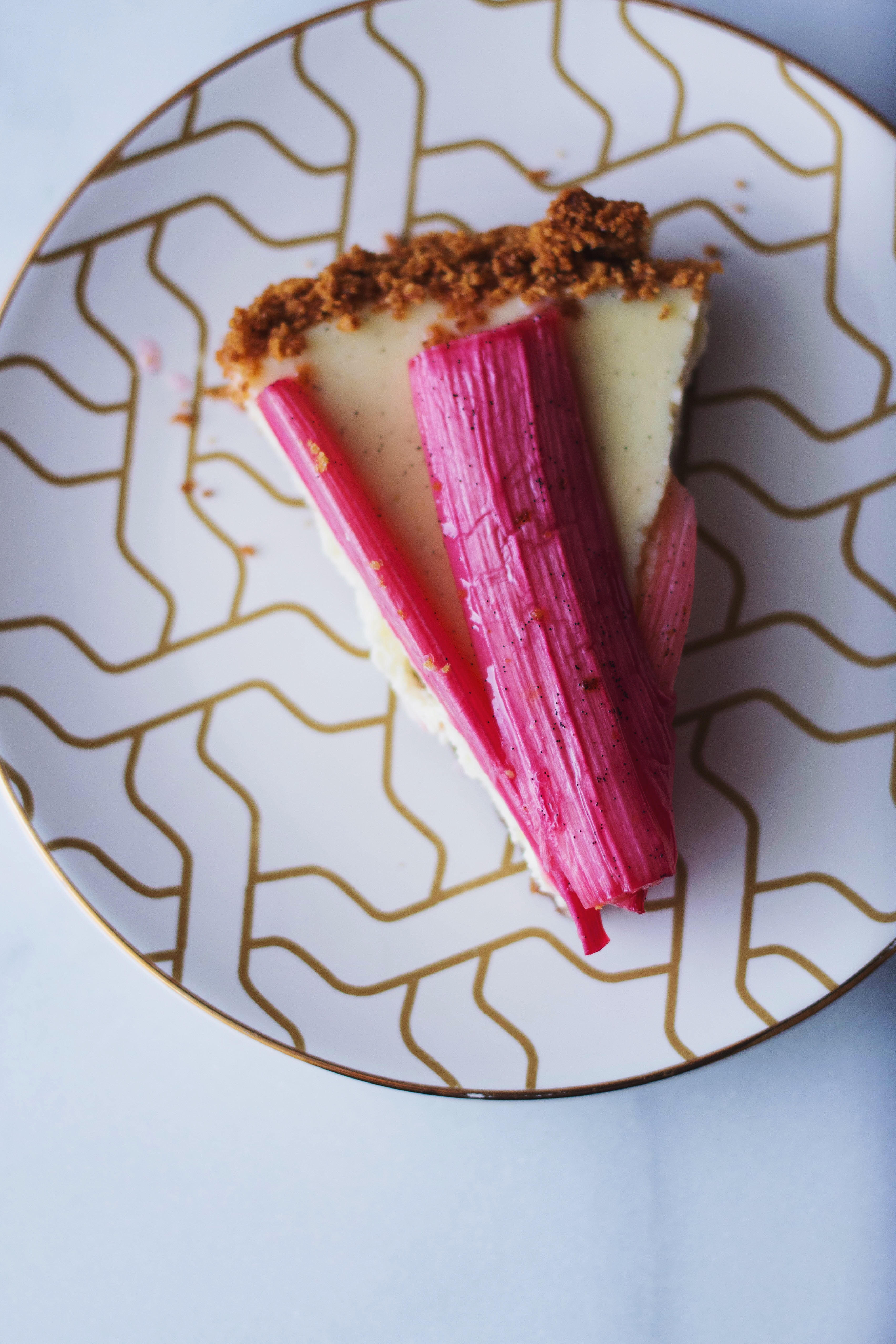 Vanilla Bean Cheesecake Tart with Roasted Rhubarb