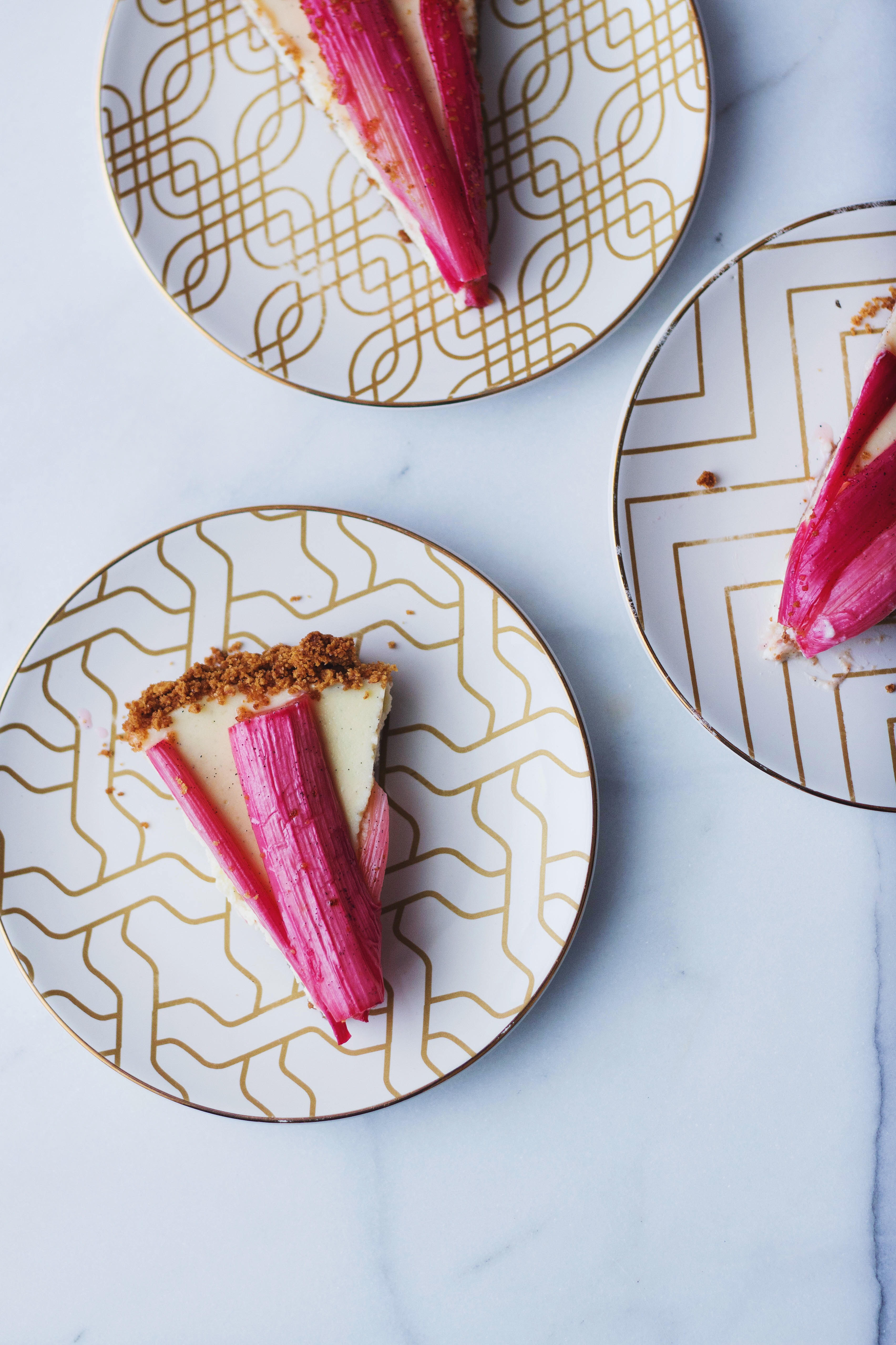 Vanilla Bean Cheesecake Tart with Roasted Rhubarb