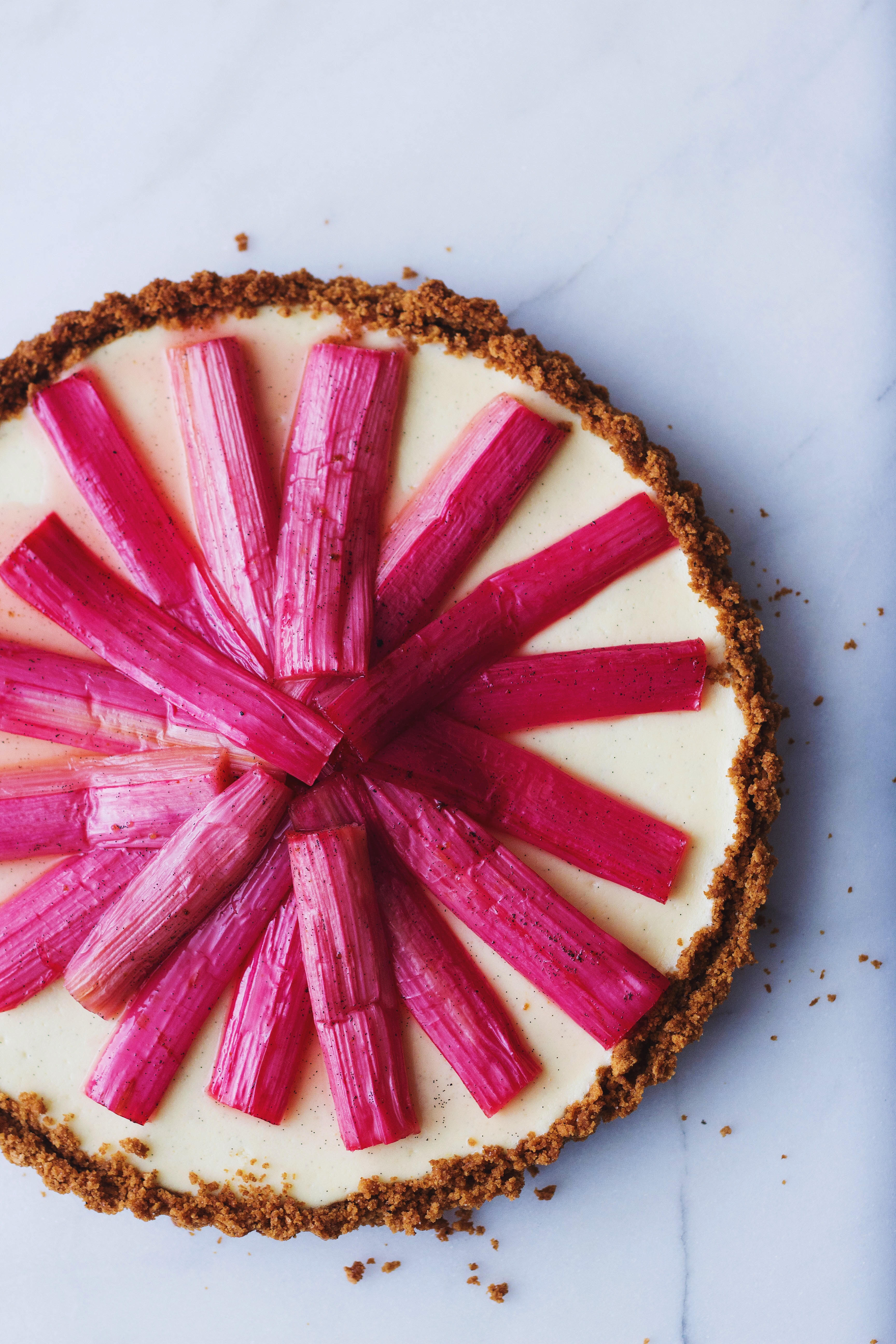Vanilla Bean Cheesecake Tart with Roasted Rhubarb