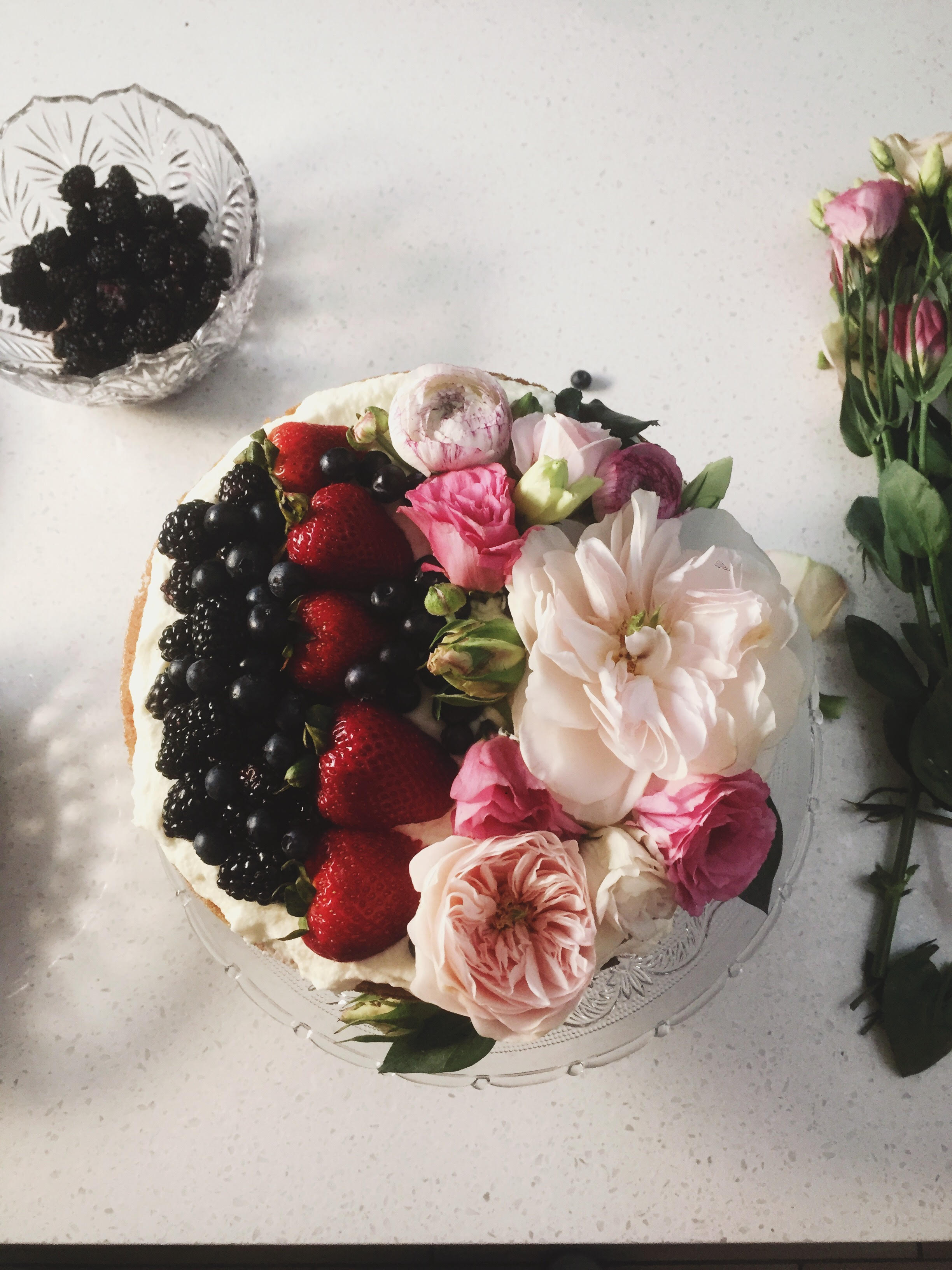 Berries and Cream Sponge Layer Cake