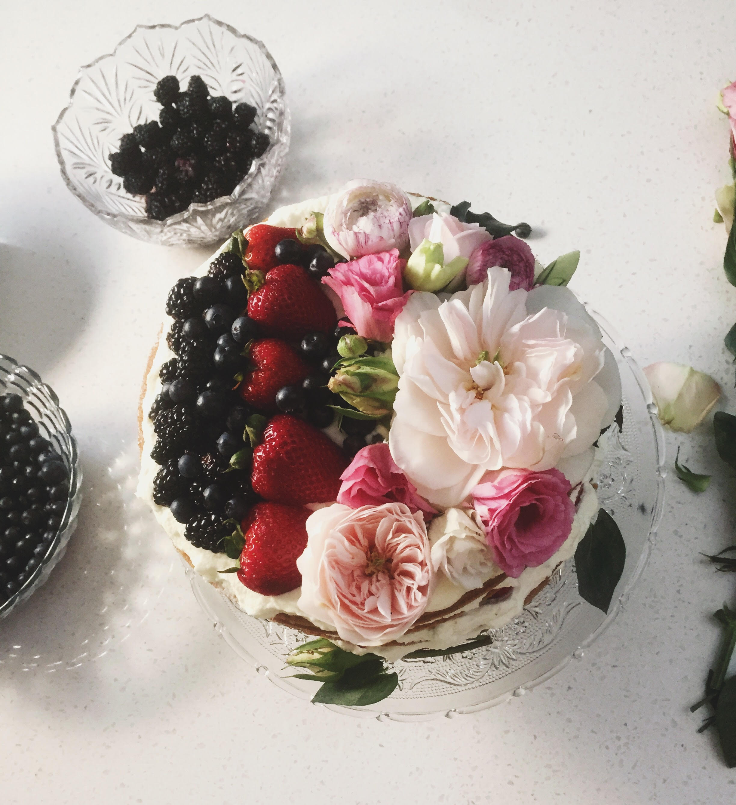 Berries and Cream Sponge Layer Cake