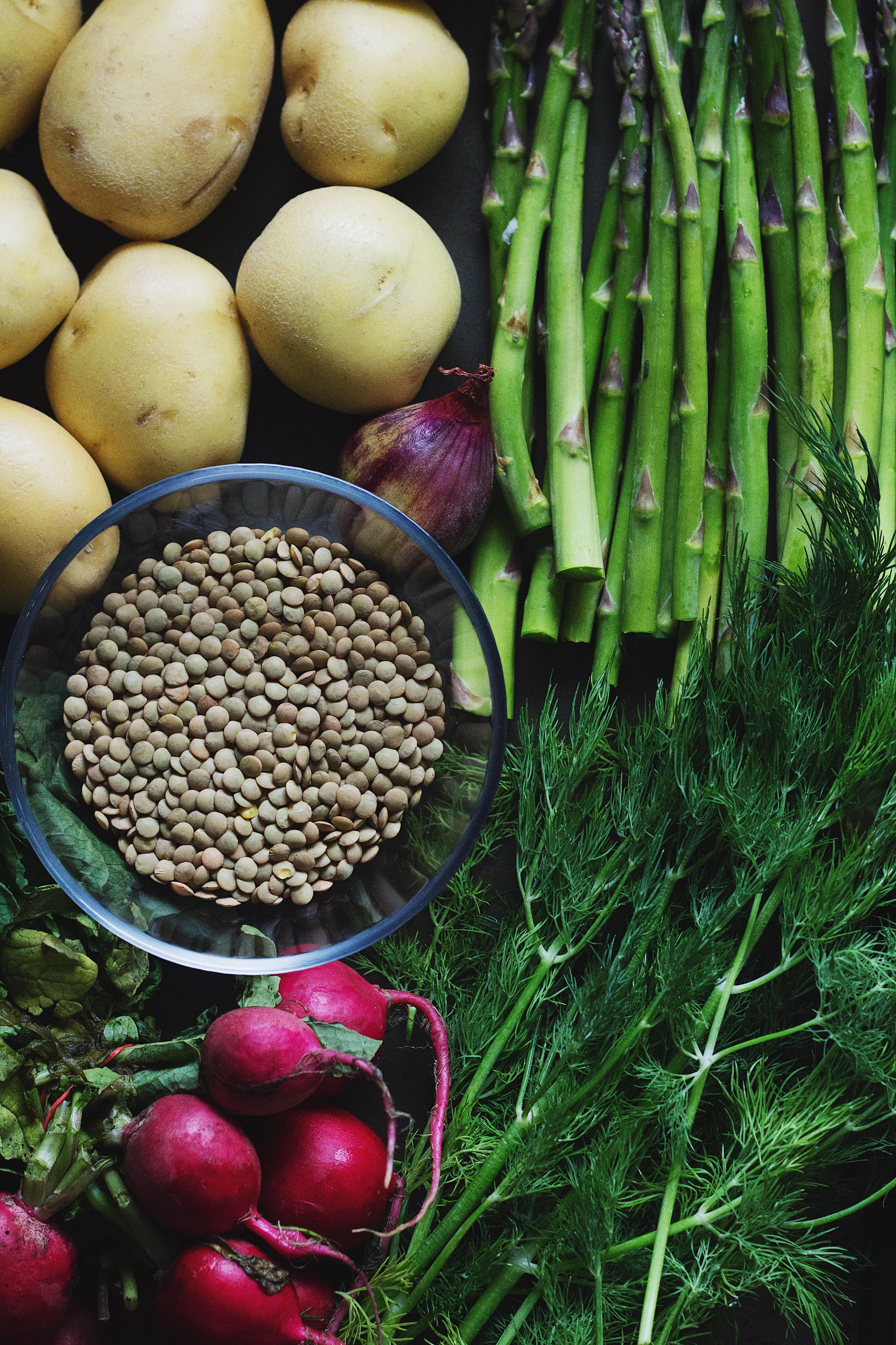 Roasted Potato Salad with Lentils and Asparagus