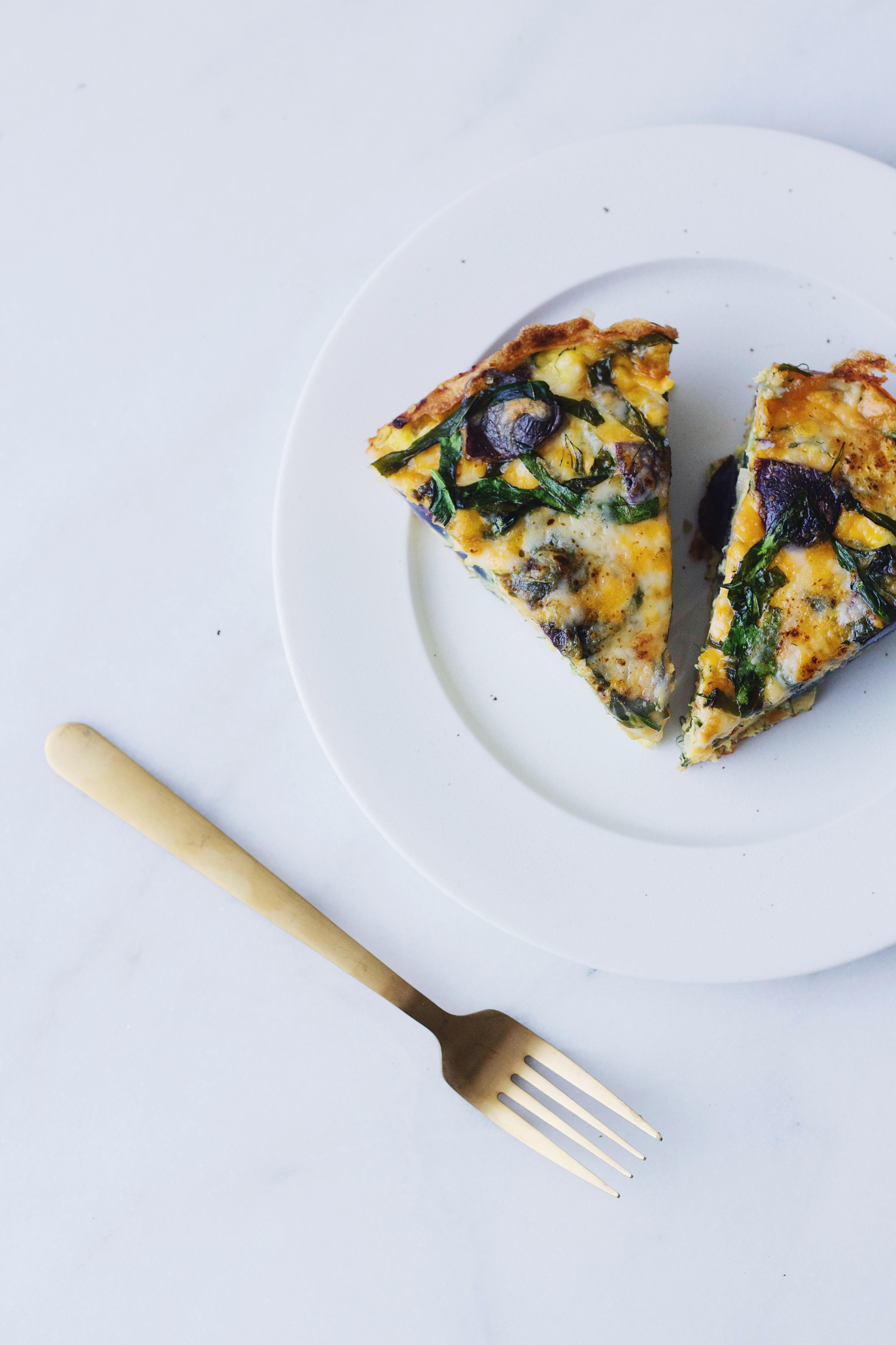 Purple Potato, Cheddar and Spinach Frittata