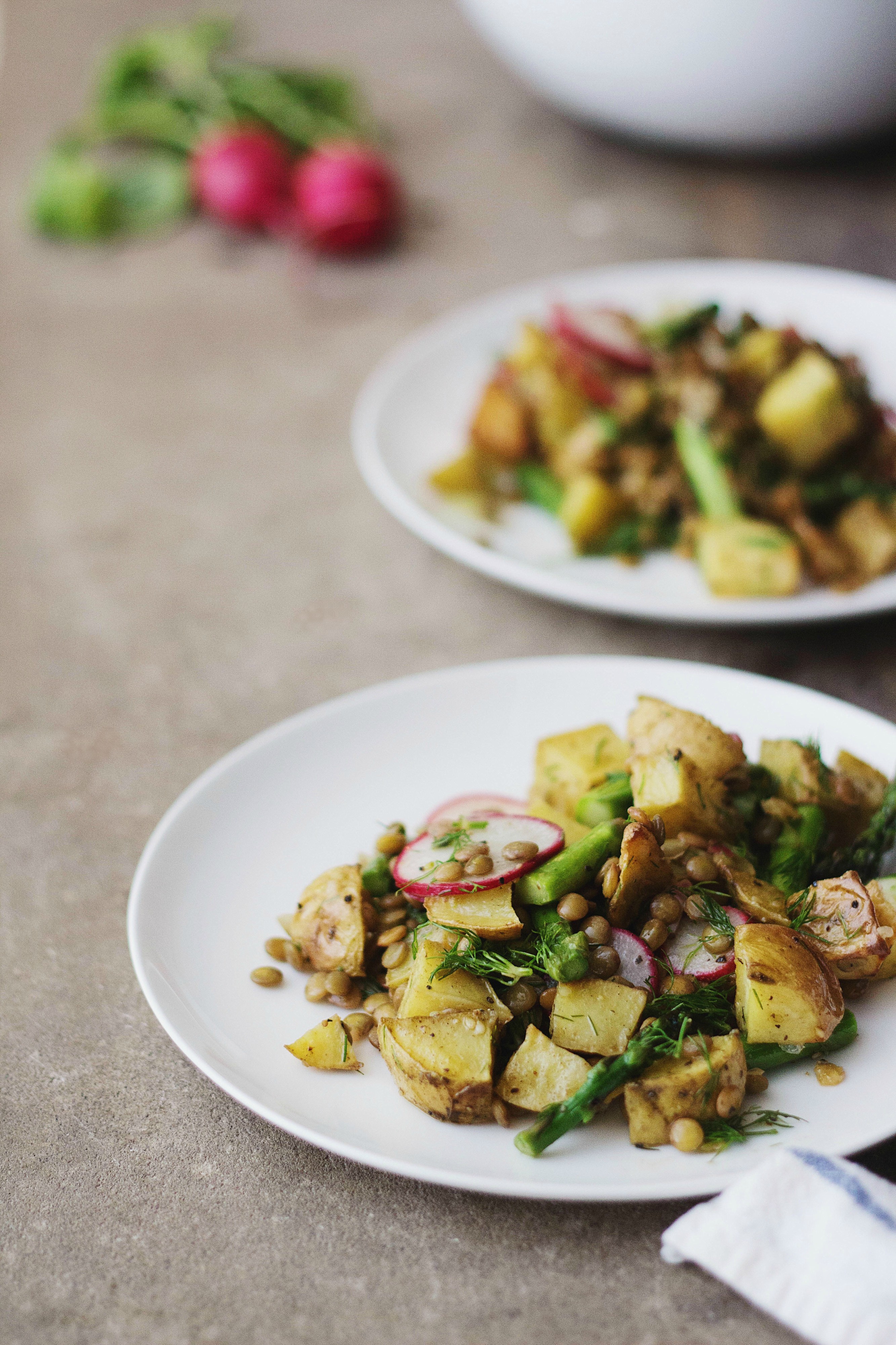 Roasted Potato Salad with Lentils and Asparagus