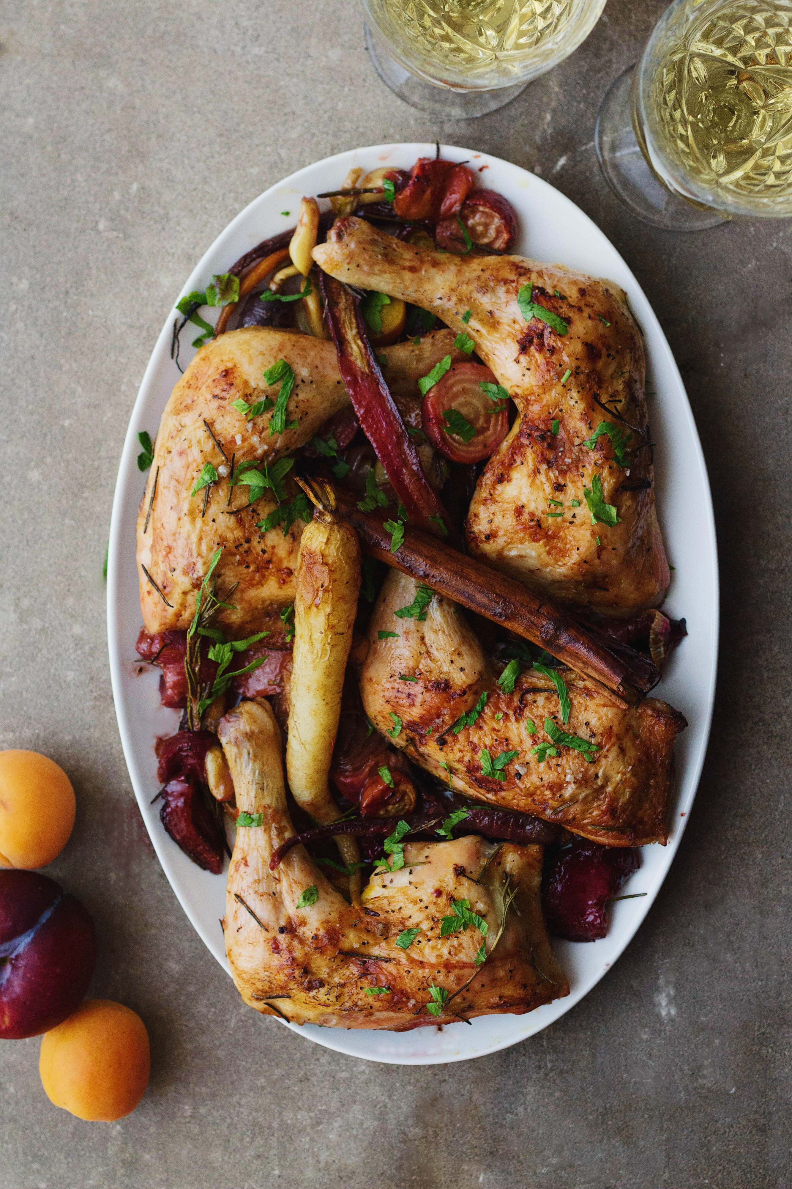Moroccan Saffron and White Wine Tzimmes Chicken