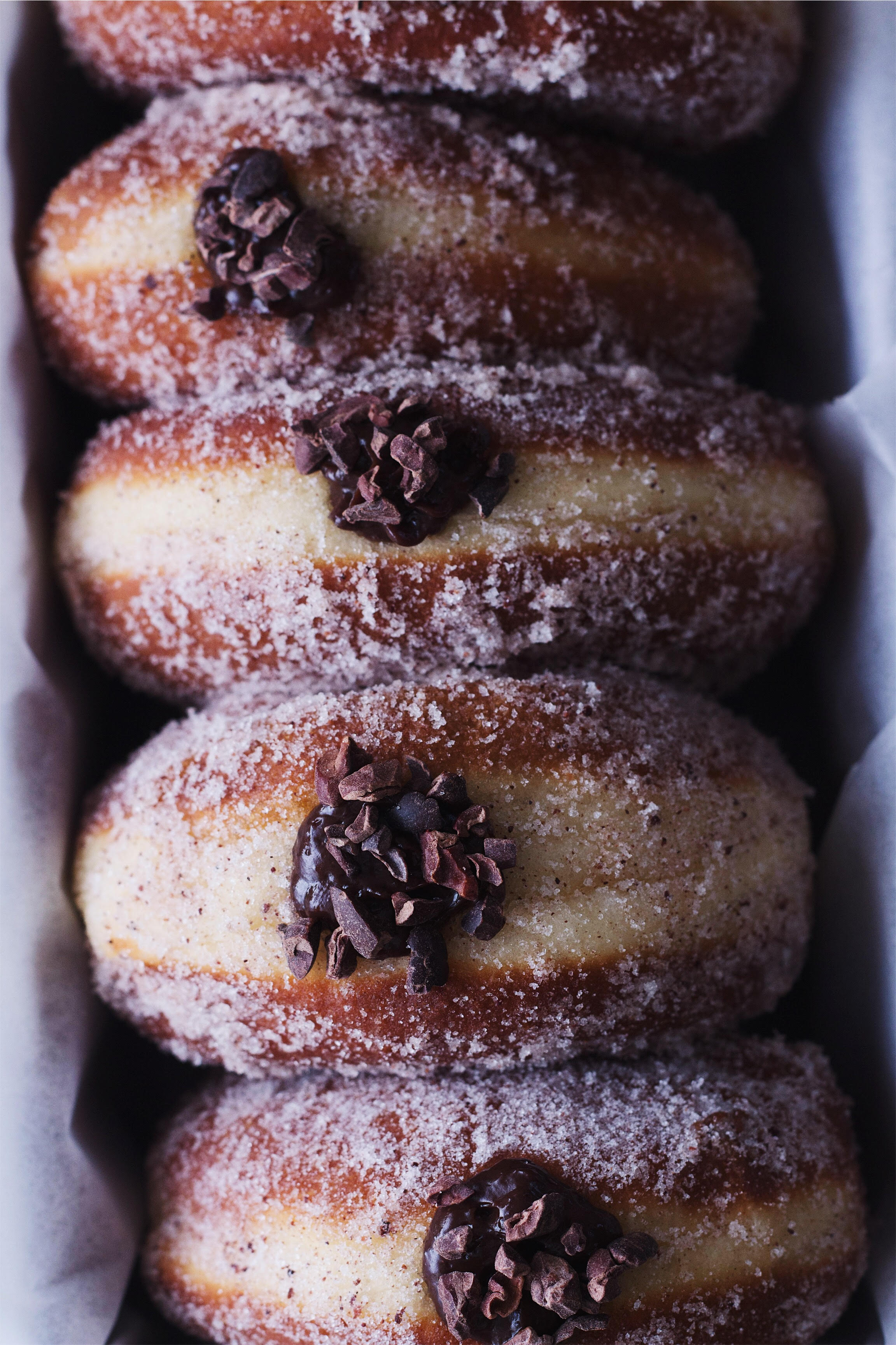 Chocolate Babka Doughnuts with Cacao Nib Sugar