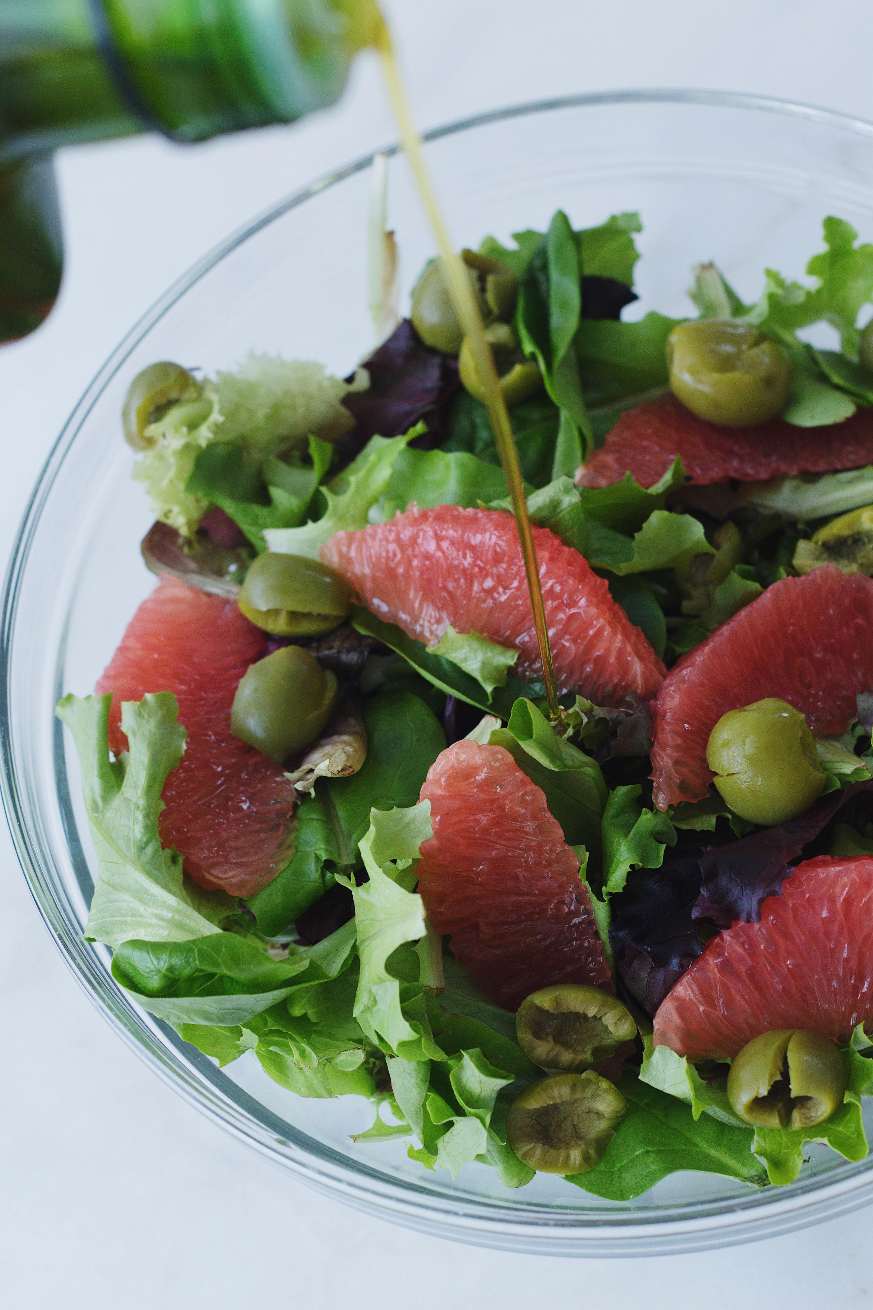 Greens with Grapefruit, Olives and Parmesan