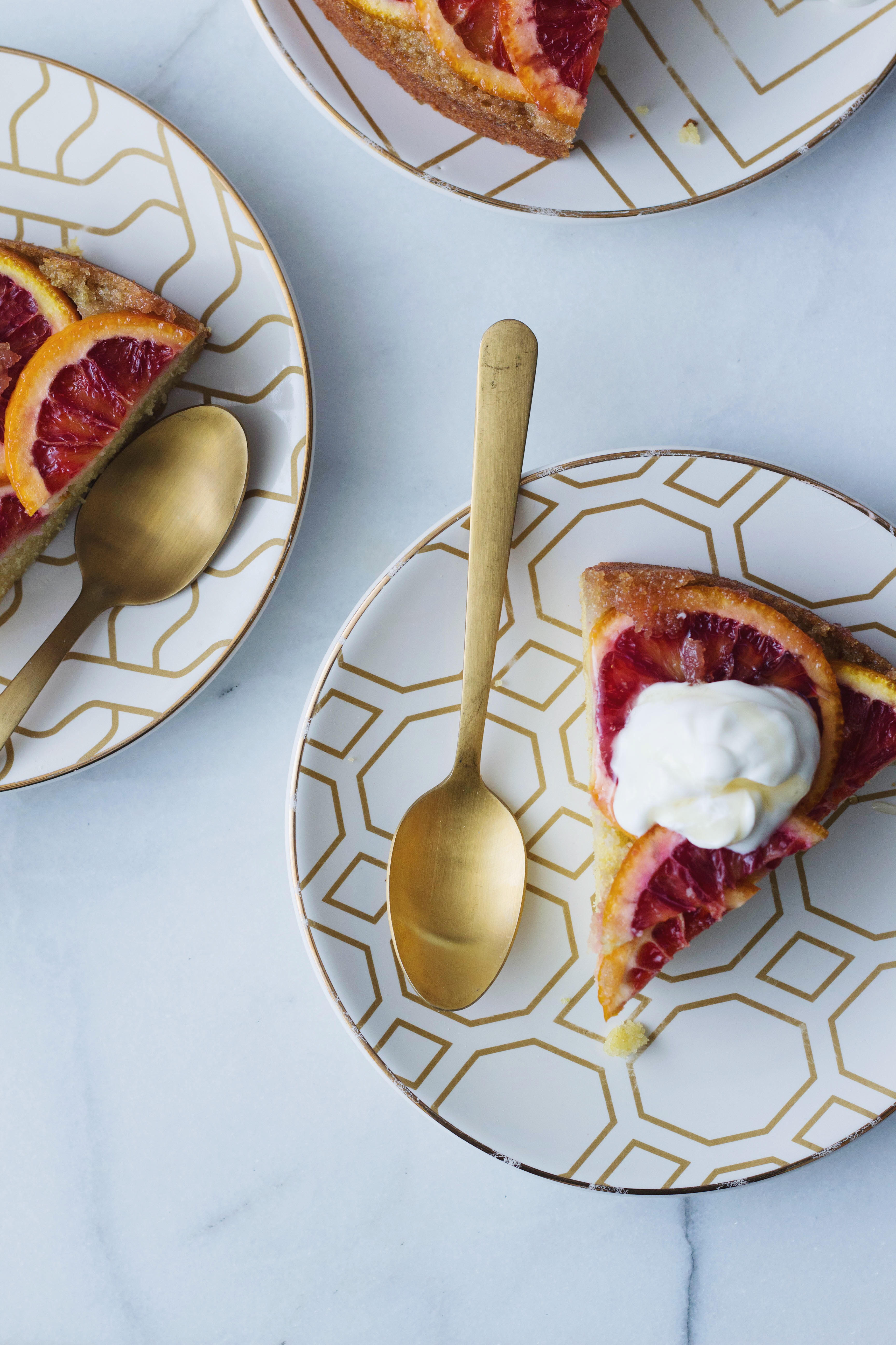 Upside Down Blood Orange, Saffron and Semolina Cake