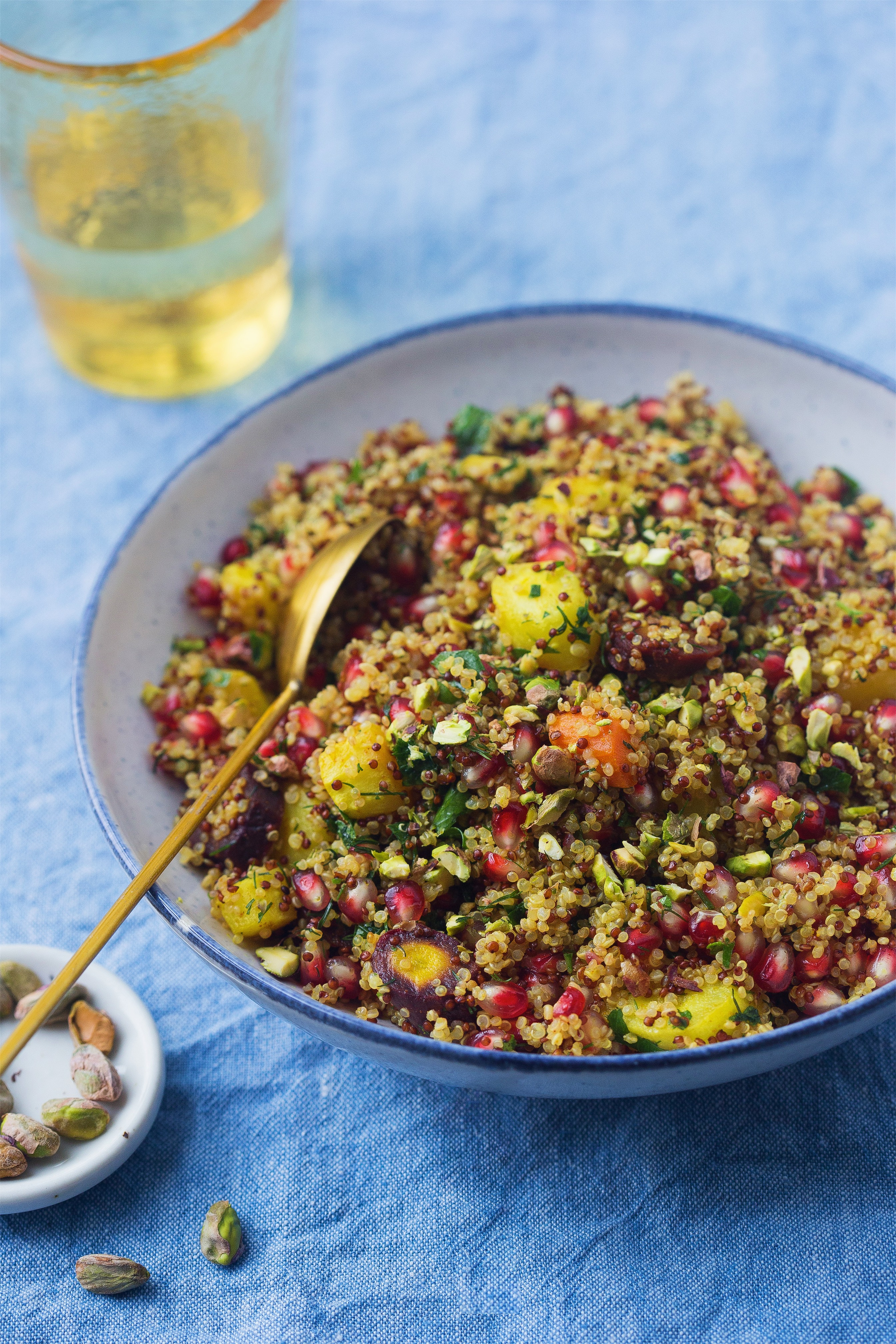 Herby Quinoa with Carrots, Pomegranate and Pistachios
