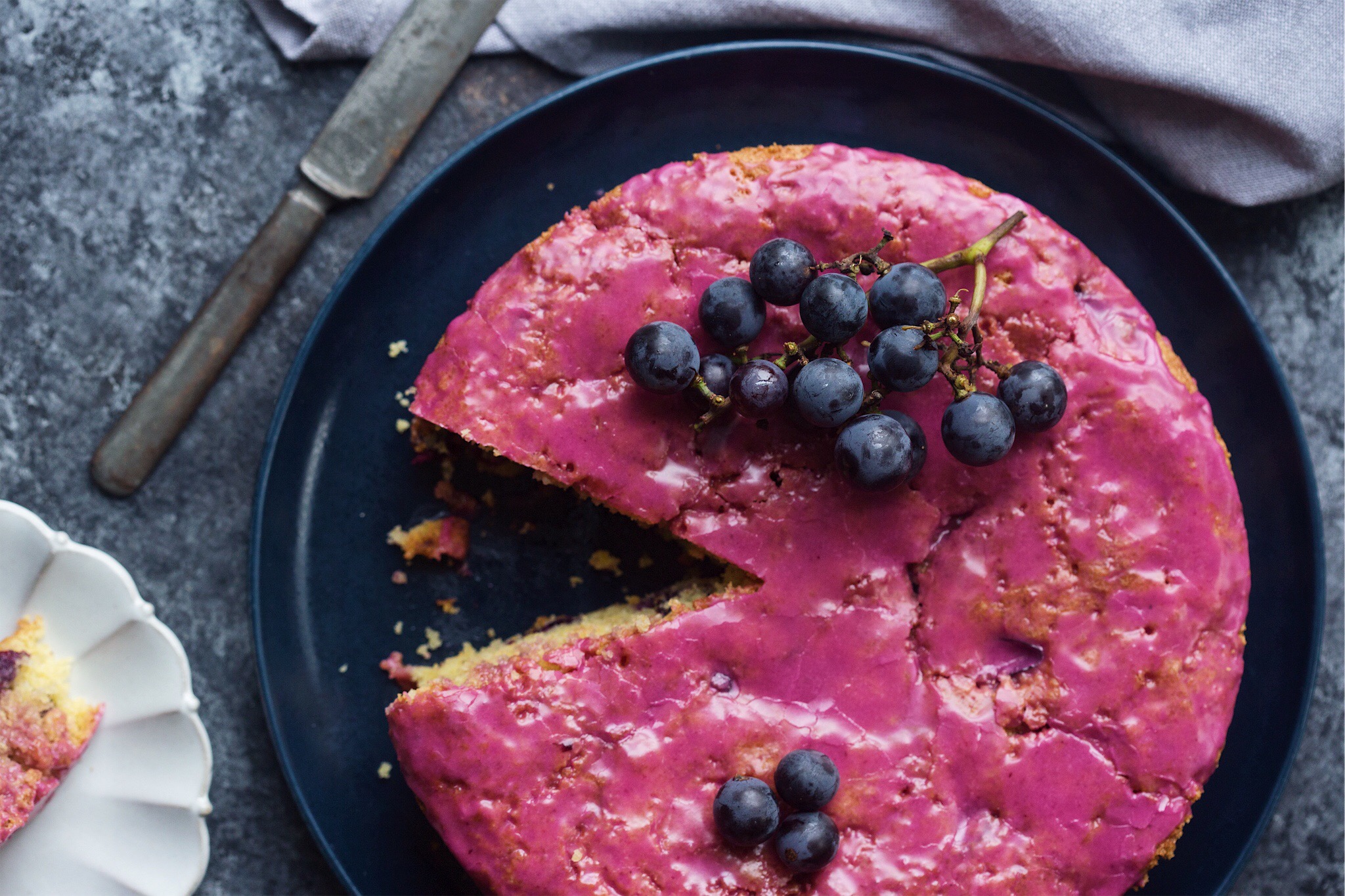 Concord Grape, Cornmeal and Einkorn Cake