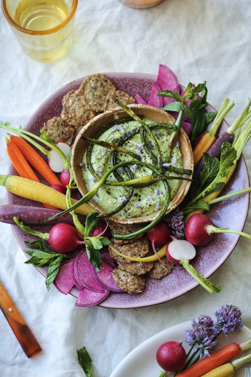 Herby Whipped Ricotta with Peas and Garlic&nbsp;Scapes